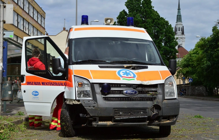 Mentőre dőlt egy korhadt faág