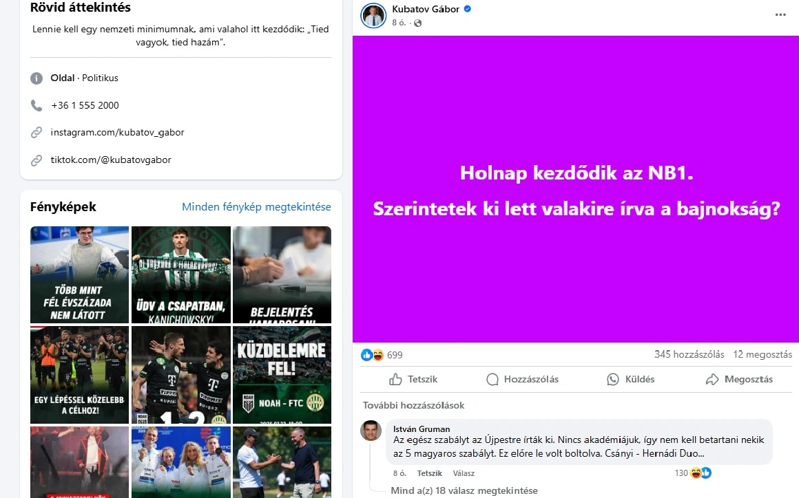 Kubatov Gábor fb