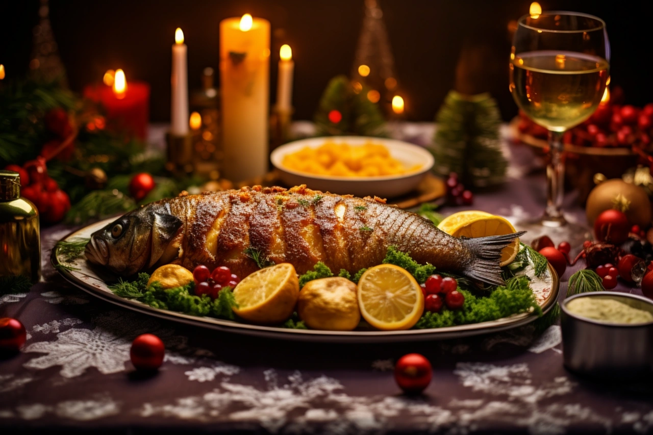 Karácsonyi asztal hallal. Fotó: Pixabay