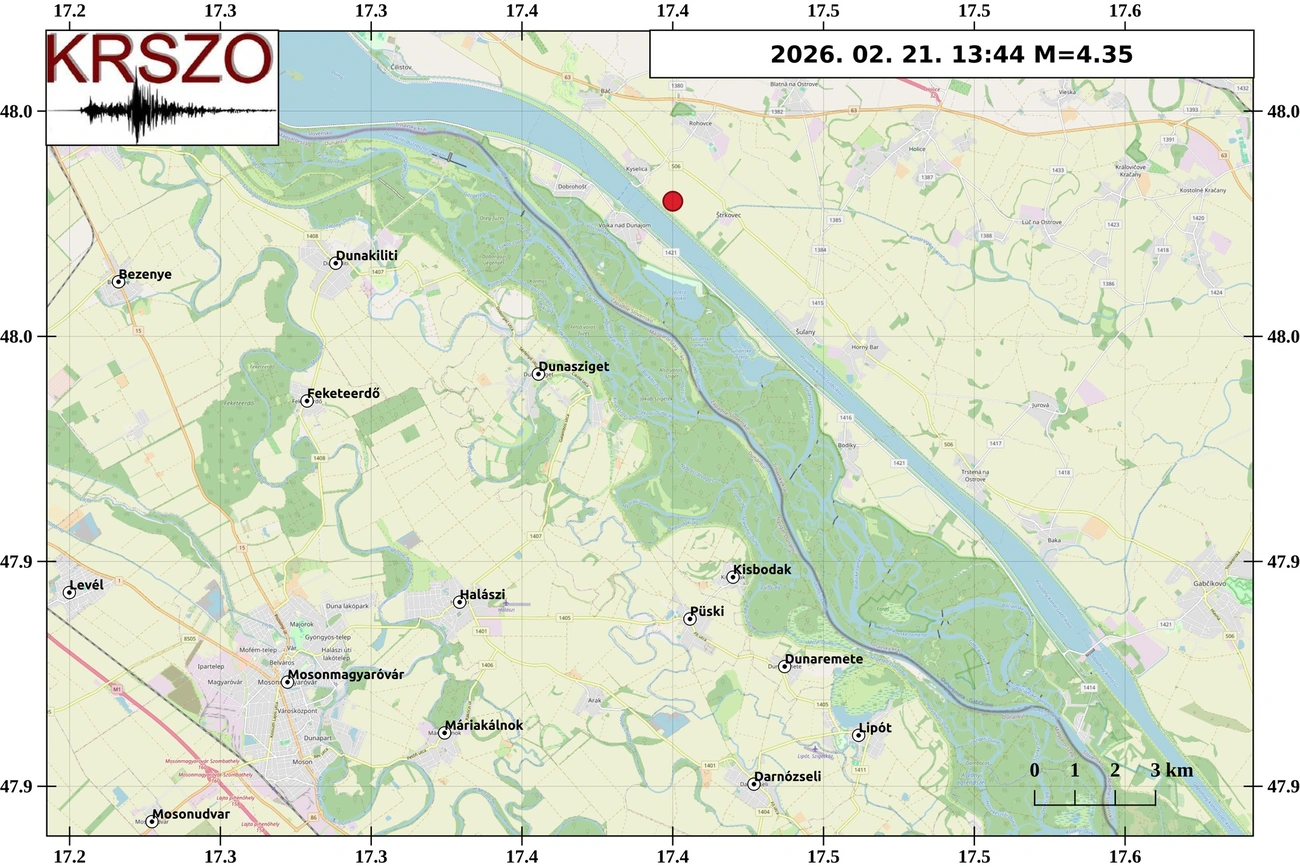 Földrengés volt Mosonmagyaróvár közelében