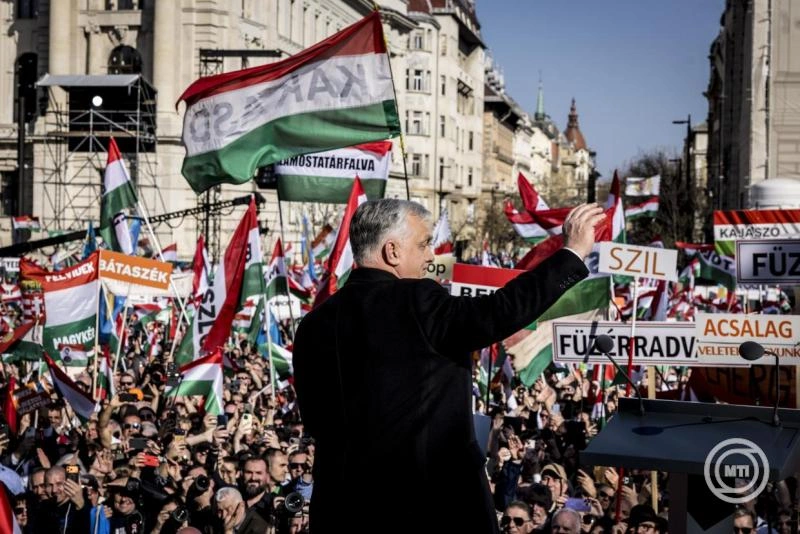 Orbán Viktor márc. 15-én. Fotó: MTI