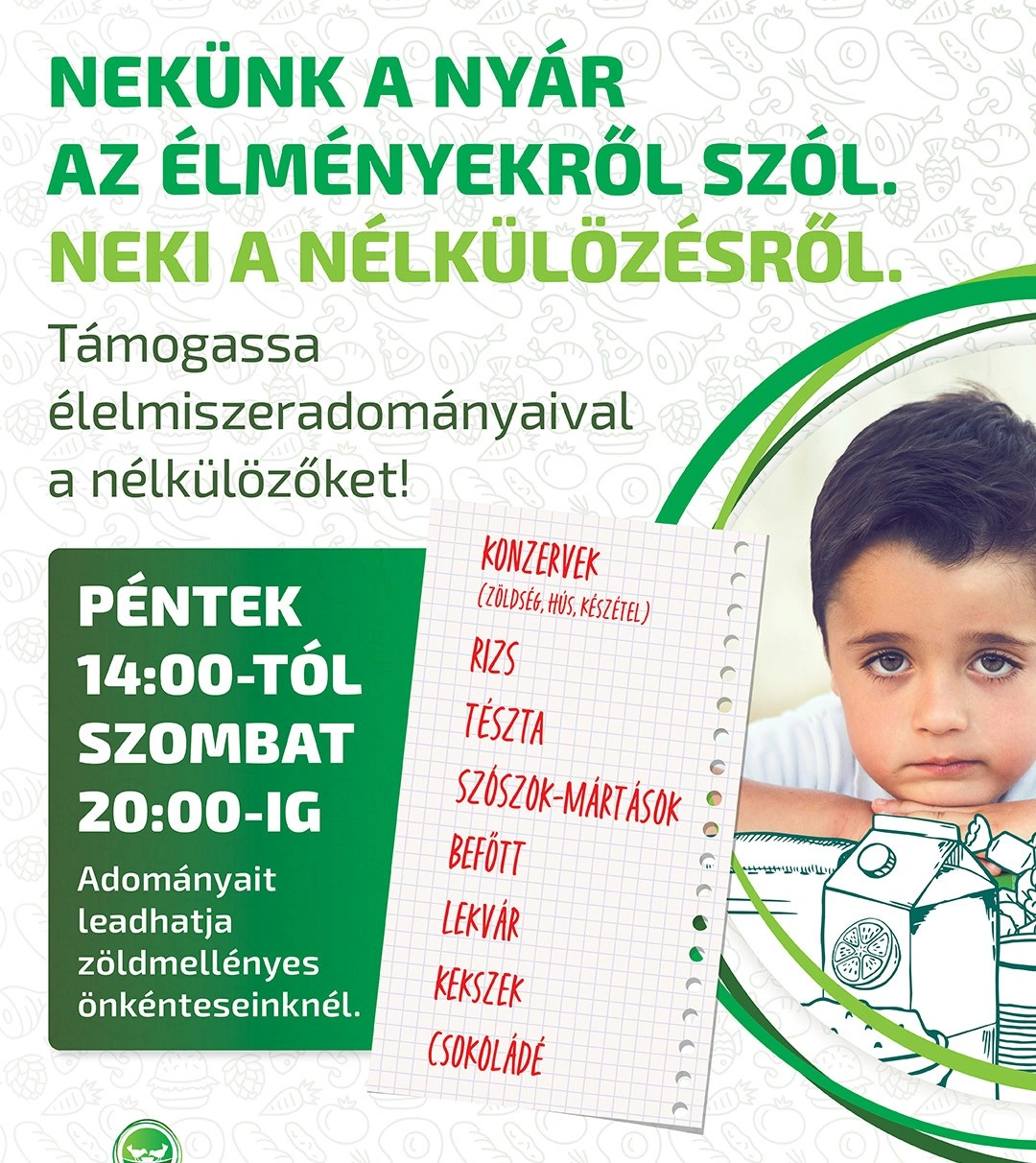 Élelmiszerbank élelmiszergyűjtése plakát. Fotó: Élelmiszerbank