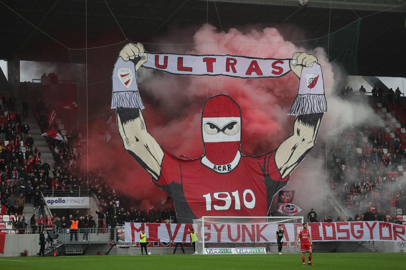 ultrák a Diósgyőr - Fehérvár meccsen, 2024. Fotó: Juhász Ákos