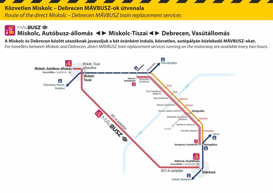 MÁVbuszok közlekedése. Forrás: MÁV-Csoport