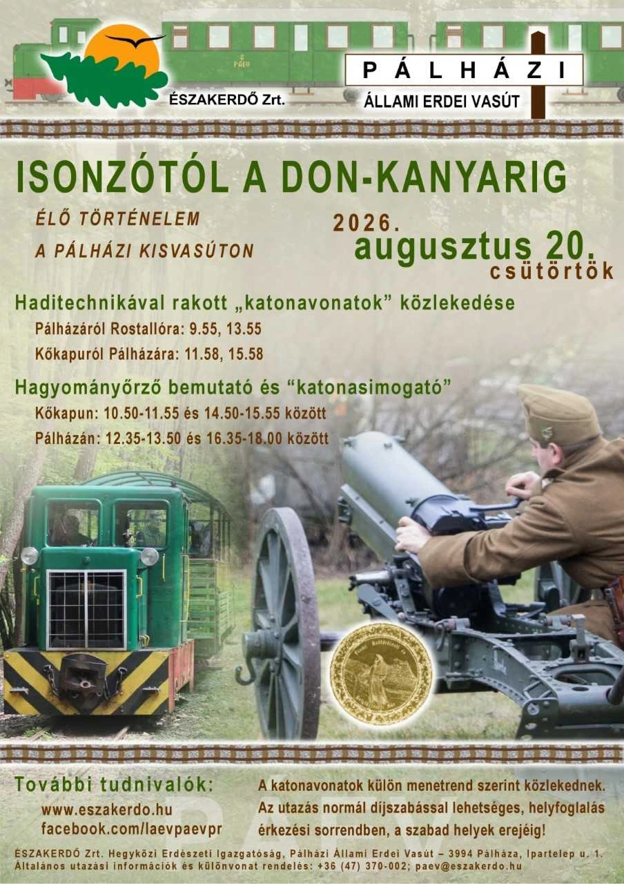 Pálházi hagyományőrző kisvonat augusztus 20-án, plakát. Forrás: Északerdő Zrt.