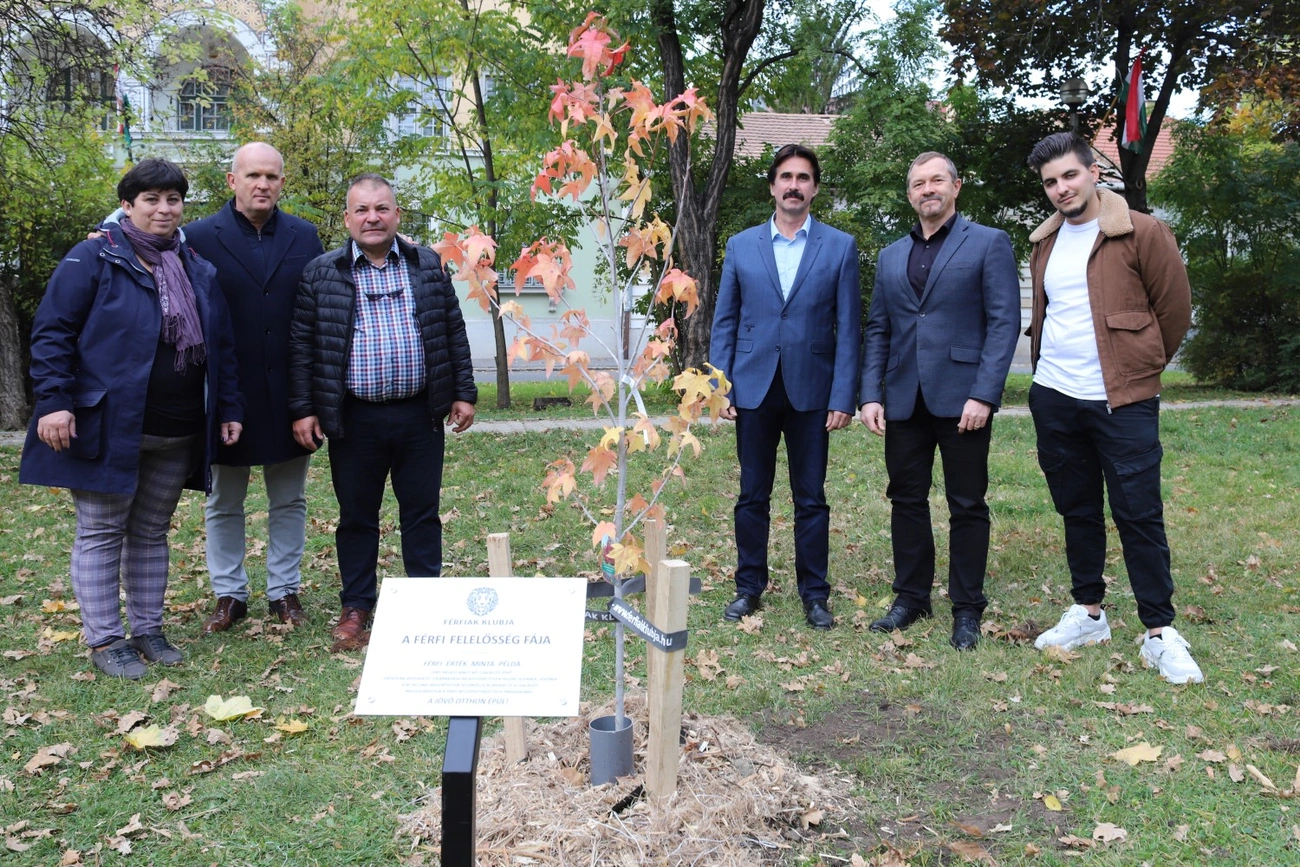 A férfi felelősség fájának ültetése a Deák téren 
